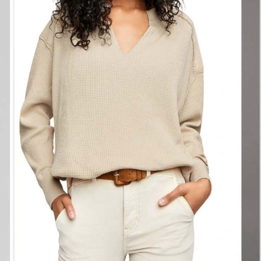 We the Free People Owen Thermal Knit Oversized Tee Top S